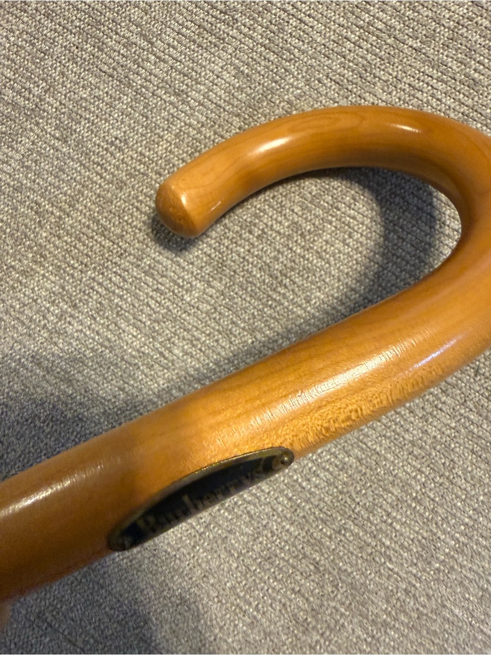 Vintage Burberrys Nova Check Walking Stick Umbrella with Wood Handle - Picture 3 of 12